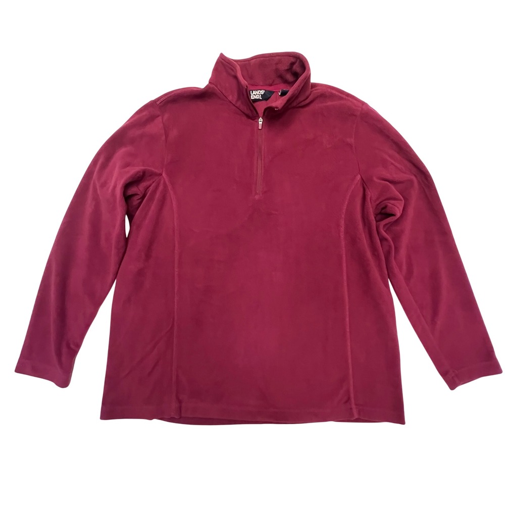 Lands' End Fleece Cranberry Quarter Zip Pullover Layering Top Size L‎